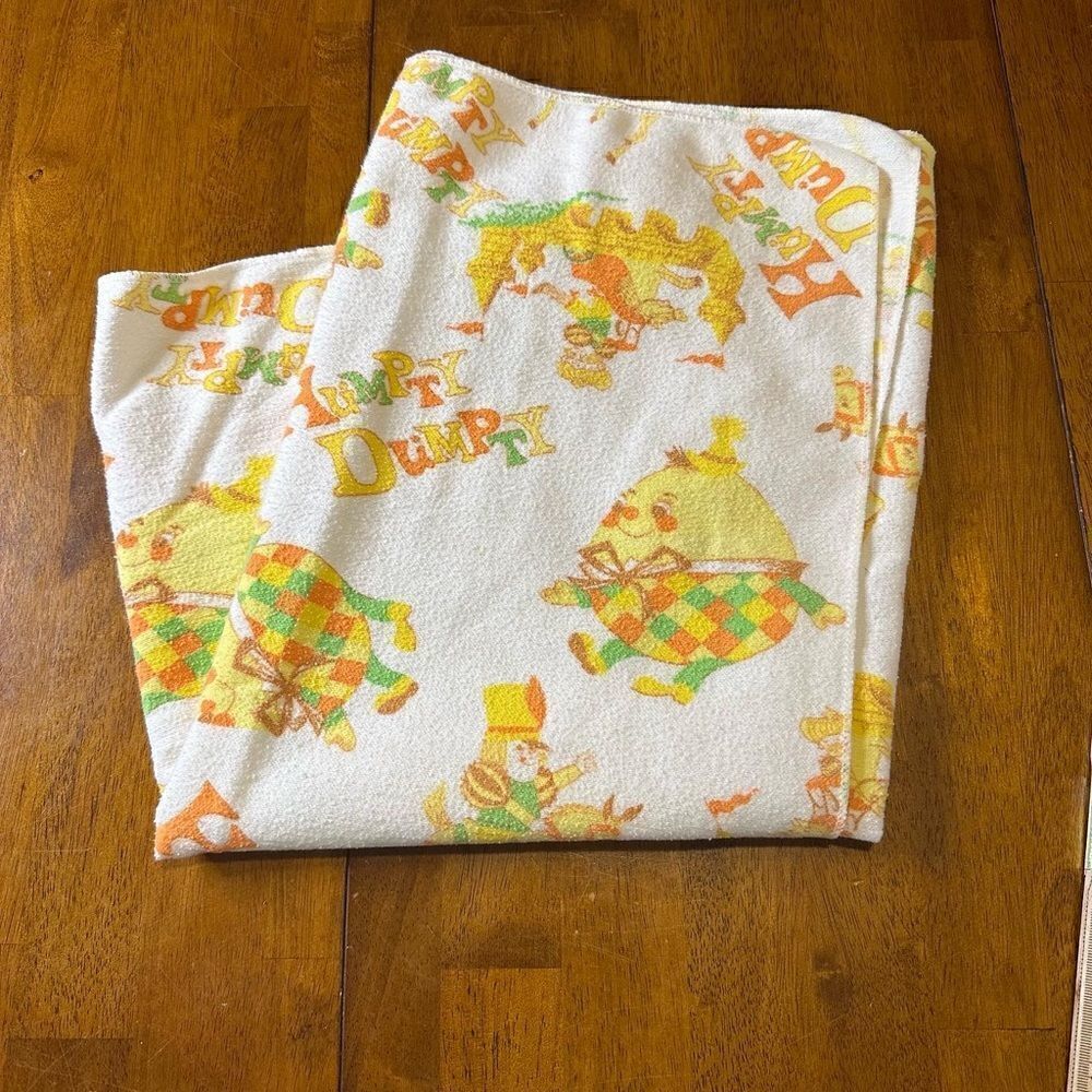 Vintage Humpty Dumpty Mother Goose Nursery Rhymes Baby Flannel Blanket 40”x24”